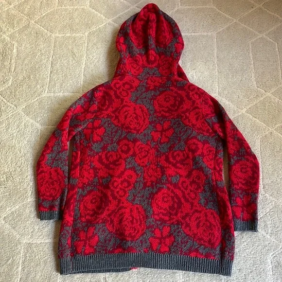 Anthropologie Sparrow Maraschino Floral Sweater Coat - Picture 3 of 13